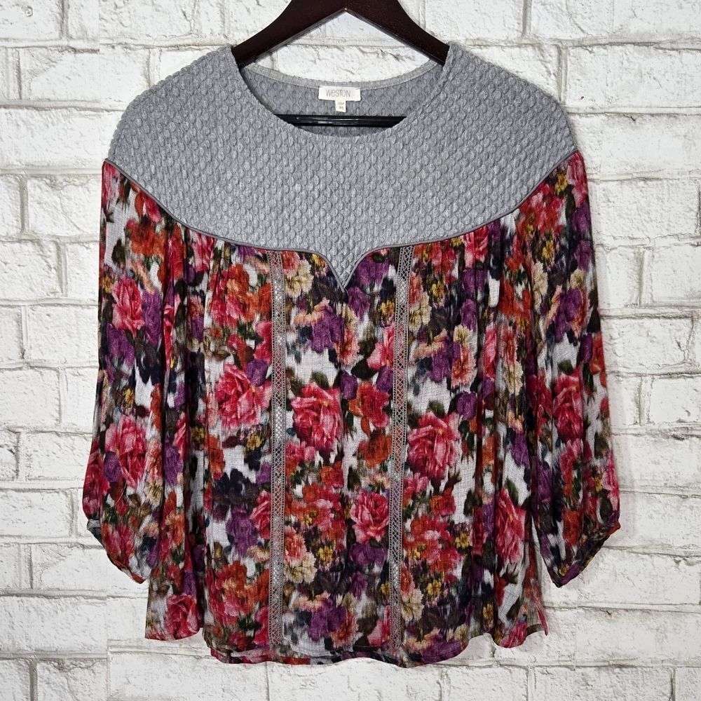 Weston floral print long sleeve blouse